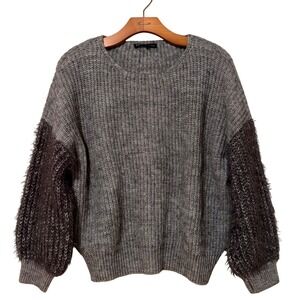 Berretti Women's Size S Gray Oversized Ribbed Knit Sweater Alpaca Wool Blend‎ M